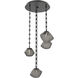 Mesa LED 20.9 inch Matte Black Multi-Pendant Ceiling Light in 3000K LED, Smoke, Rectangular Chain