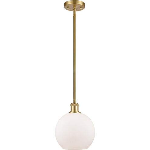 Ballston Athens LED 8 inch Satin Gold Pendant Ceiling Light in Matte White Glass, Ballston