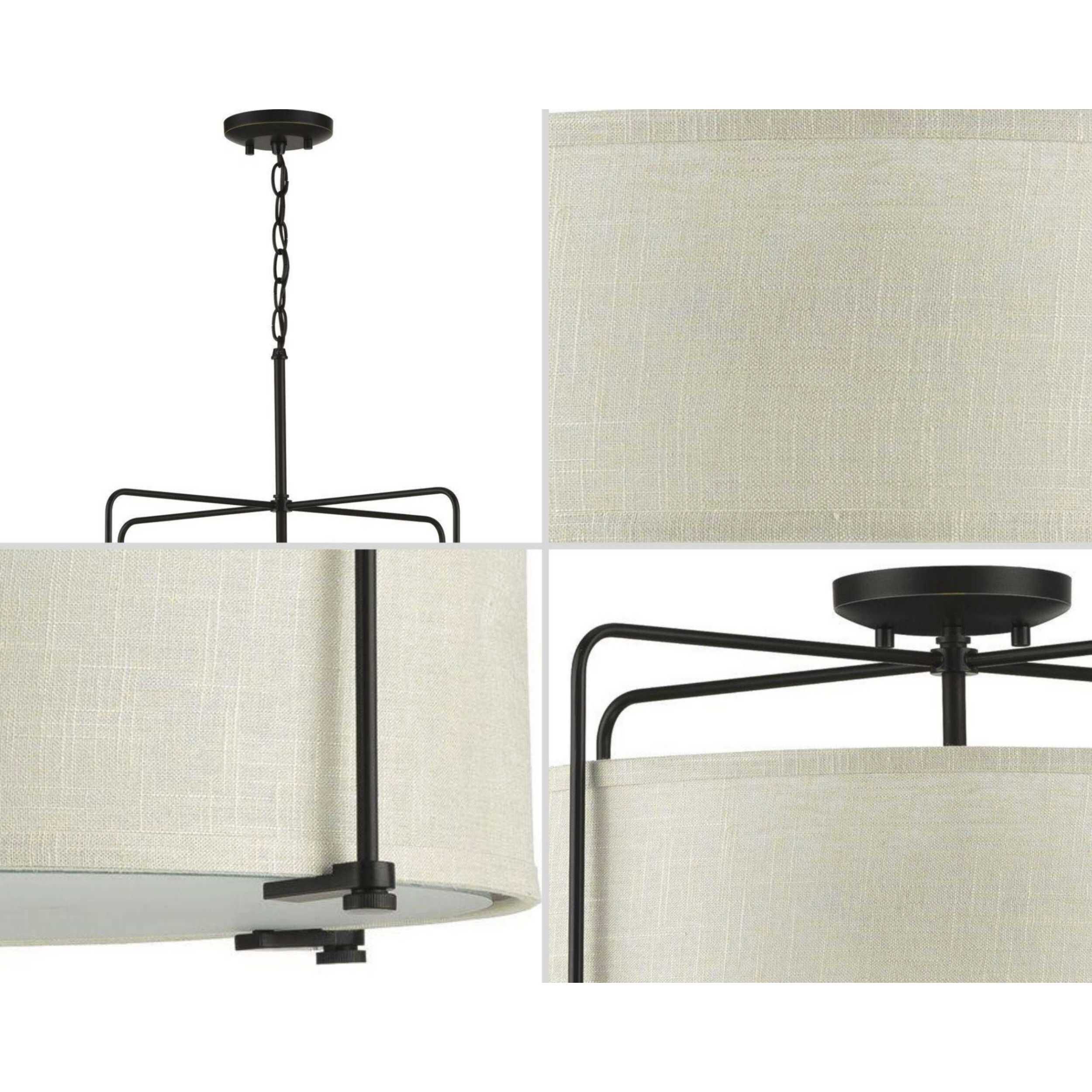 Kempsey 3 Light 22 inch Antique Bronze Semi-Flush Mount Convertible Ceiling Light