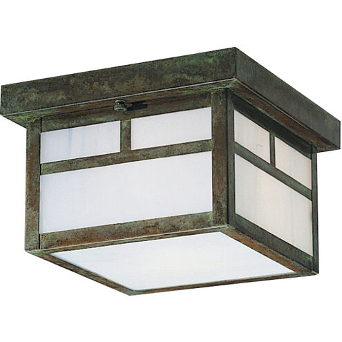 Mission 1 Light 7 inch Mission Brown Flush Mount Ceiling Light in Frosted, T-Bar Overlay