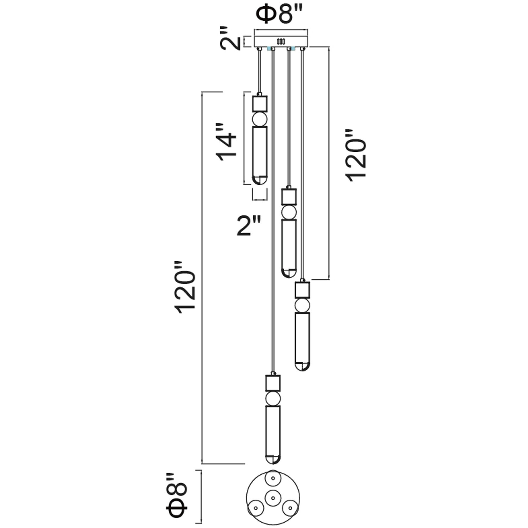 Chime LED 8 inch Polished Nickel Multi Point Pendant Ceiling Light