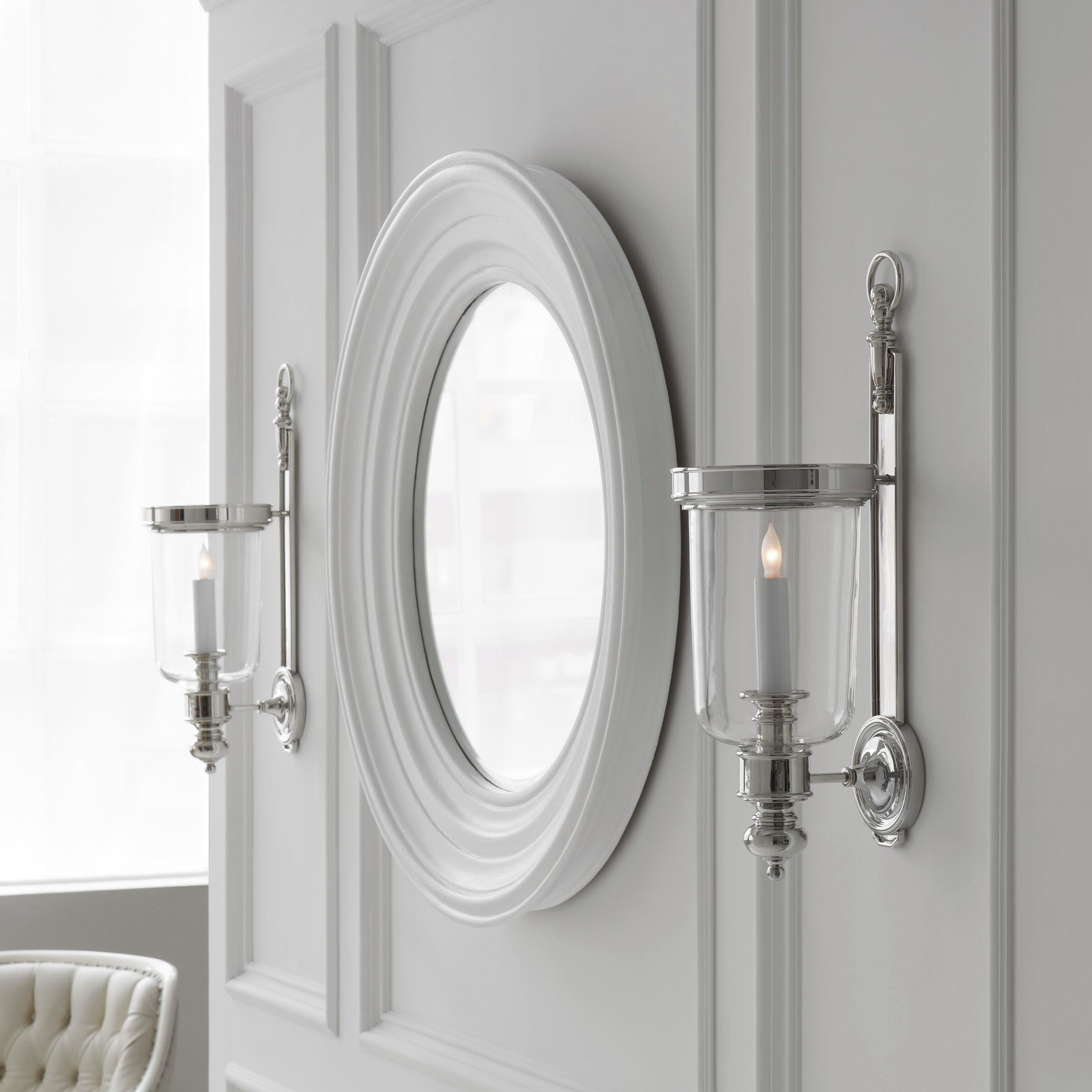 Chapman & Myers Georgian 1 Light 7.5 inch Polished Nickel Hurricane Wall Sconce Wall Light, Small