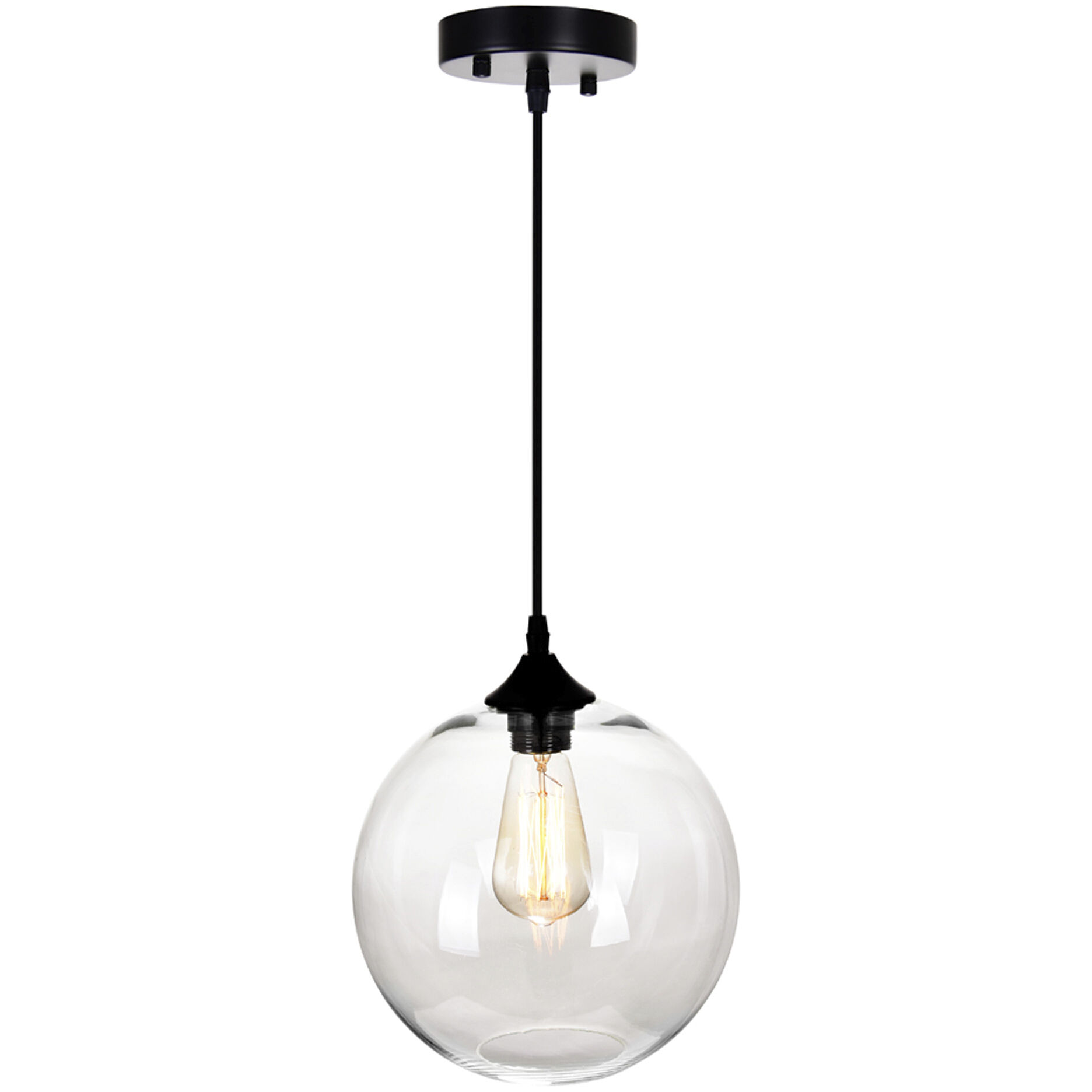 Glass 1 Light 10 inch Black Down Mini Pendant Ceiling Light in Clear