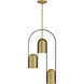 Cane 3 Light 4.25 inch Legacy Brass and Sand Coal Pendant Ceiling Light