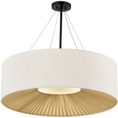 Textile Collection 8 Light 48 inch Matte Black Pendant Ceiling Light, Warren Family
