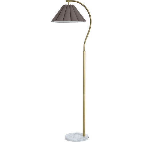 Vivienne 64 inch 100 watt White Marble and Polished Brass Floor Lamp Portable Light