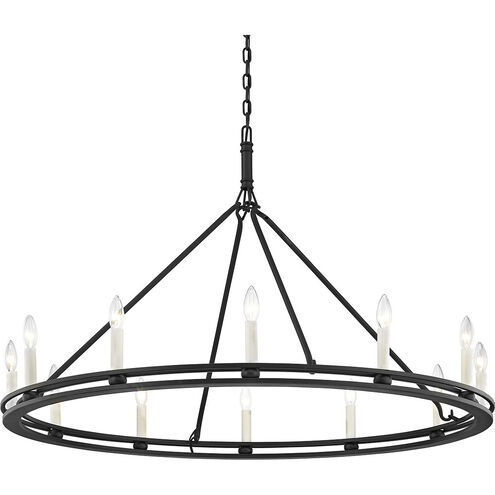 Sutton 12 Light 44 inch Textured Black Chandelier Ceiling Light