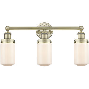 Dover 3 Light 24.5 inch Antique Brass and Matte White Bath Vanity Light Wall Light