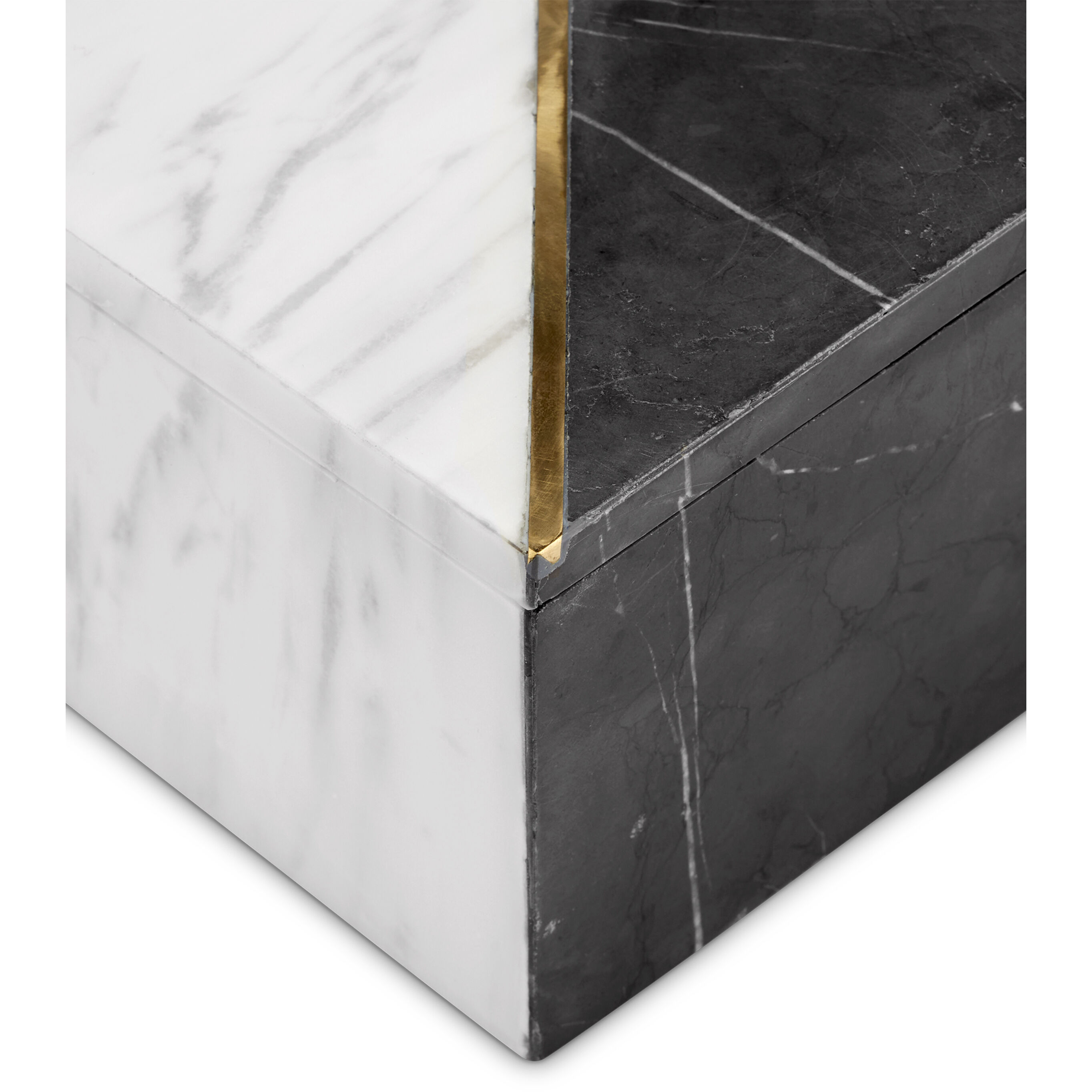 Deena 6 inch White and Black with Brass Marble Box
