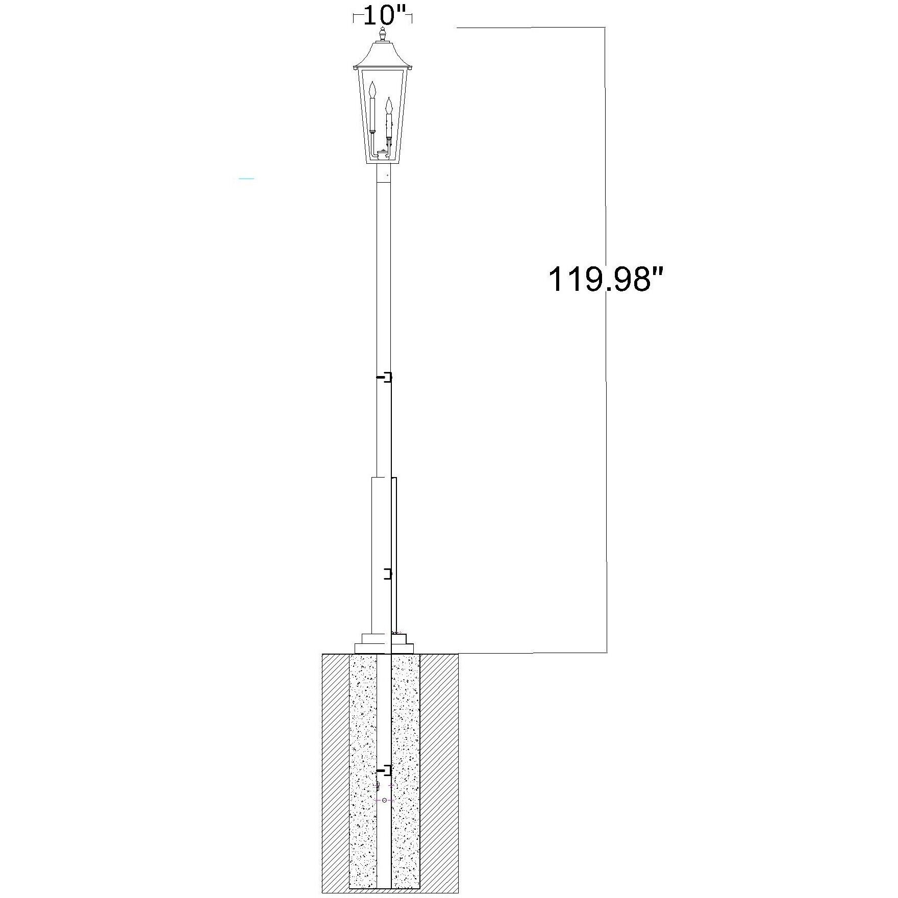 Gannon 3 Light 121.5 inch Black Outdoor Post Mounted Fixture in G9