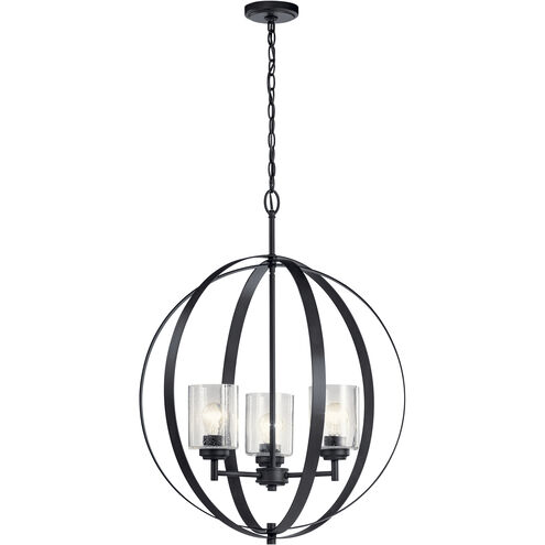 Winslow 3 Light 25 inch Black Chandelier 1 Tier Medium Ceiling Light, Medium