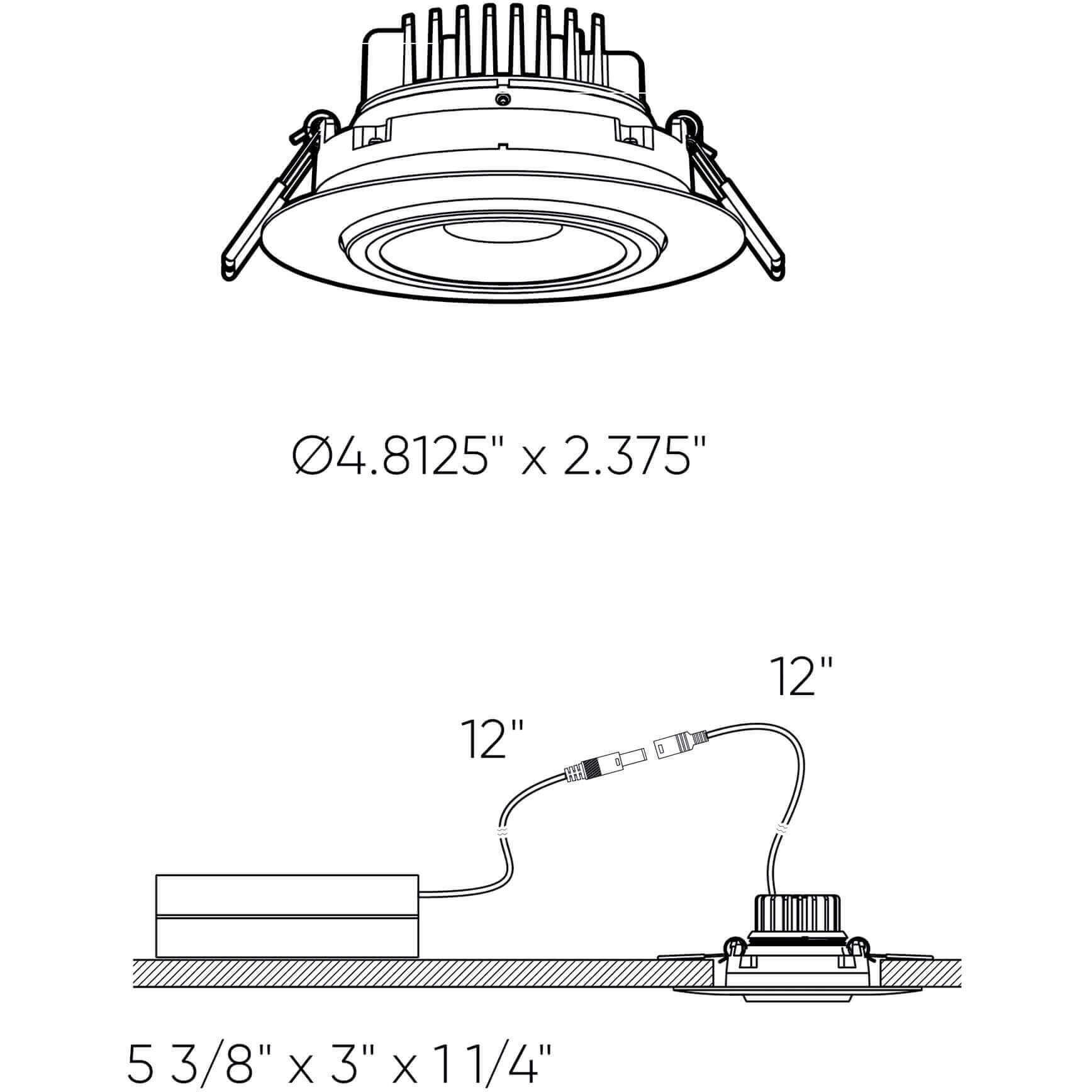 Round Black Recessed Gimbal Light, Round