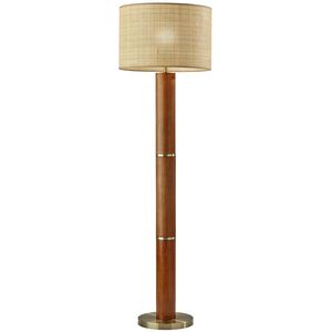 Napa 62 inch 150.00 watt Walnut Rubberwood with Antique Brass Accents Floor Lamp Portable Light