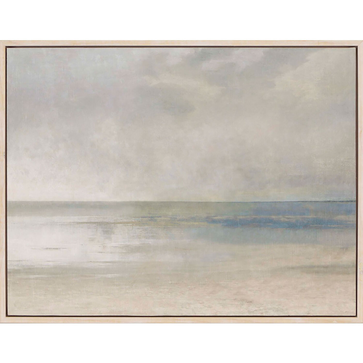 Pastel Seascape Gray and Beige and Blue and Green Framed Art