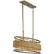 Arcadia 4 Light 36 inch Burnished Brass with Natural Rattan Linear Chandelier Ceiling Light