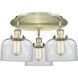 Bell 3 Light 19.75 inch Antique Brass Flush Mount Ceiling Light in Clear