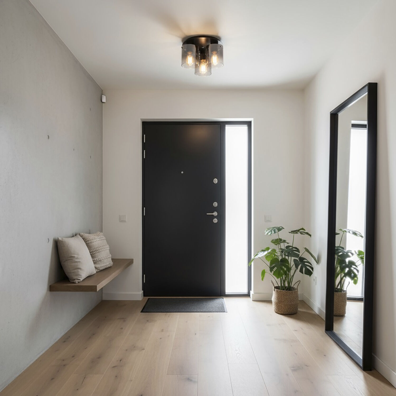 Henley LED 13.5 inch Satin Black and Smoke Glass Flush Mount Ceiling Light