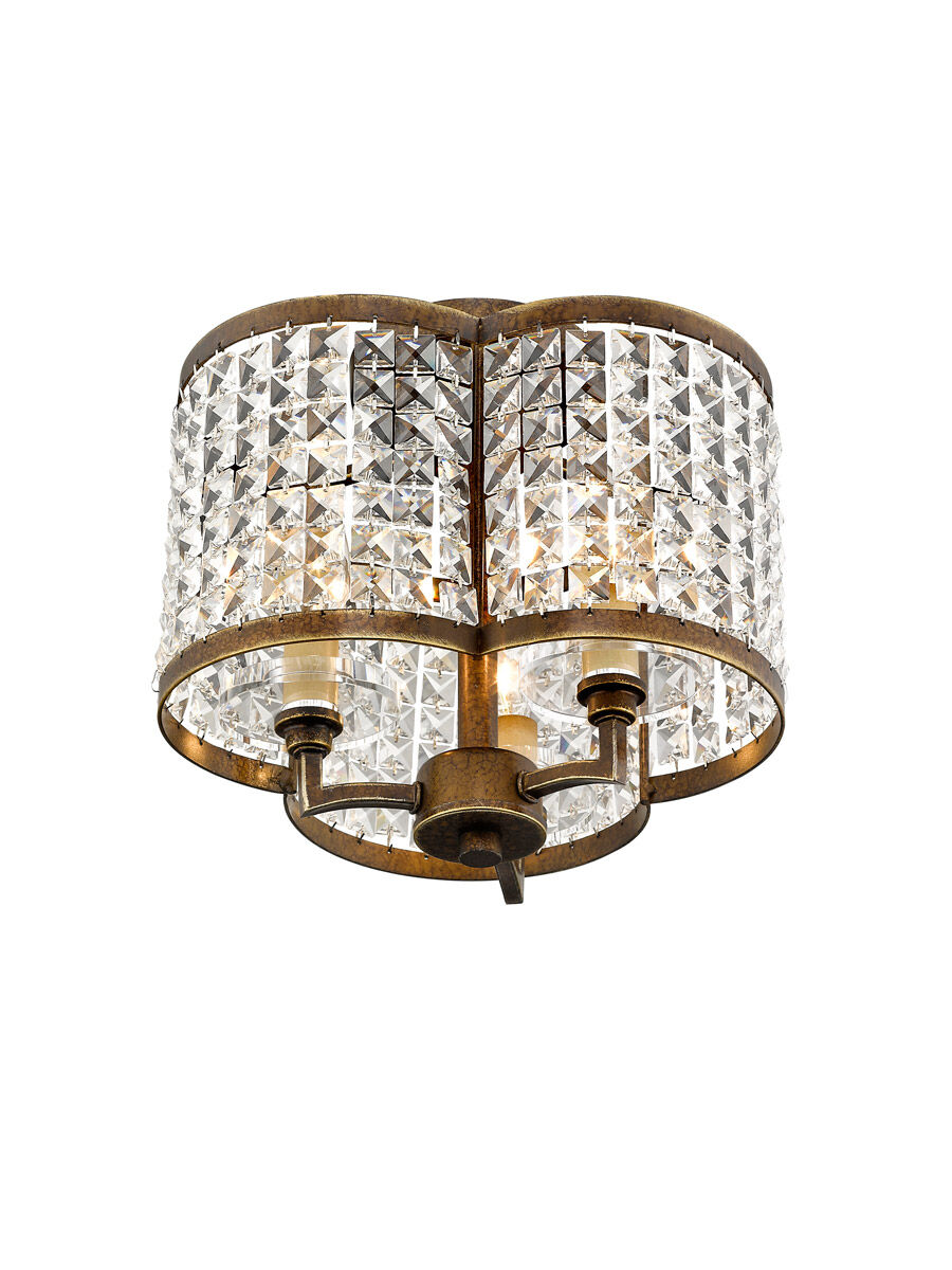 Grammercy 3 Light 12 inch Hand Painted Palacial Bronze Semi-Flush Mount Ceiling Light