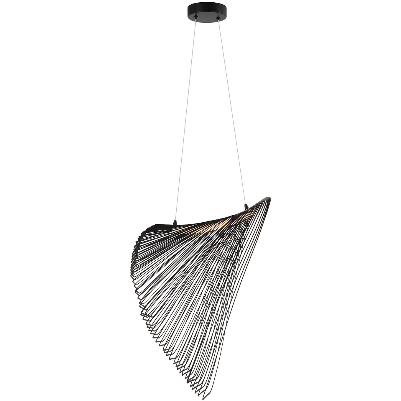 Eco Collection - Madera Family 23.75 inch Matte Black Pendant Ceiling Light in Black Wood, EVOLV