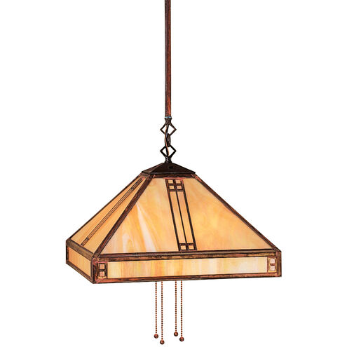 Prairie 4 Light 15 inch Raw Copper Pendant Ceiling Light in Gold White Iridescent