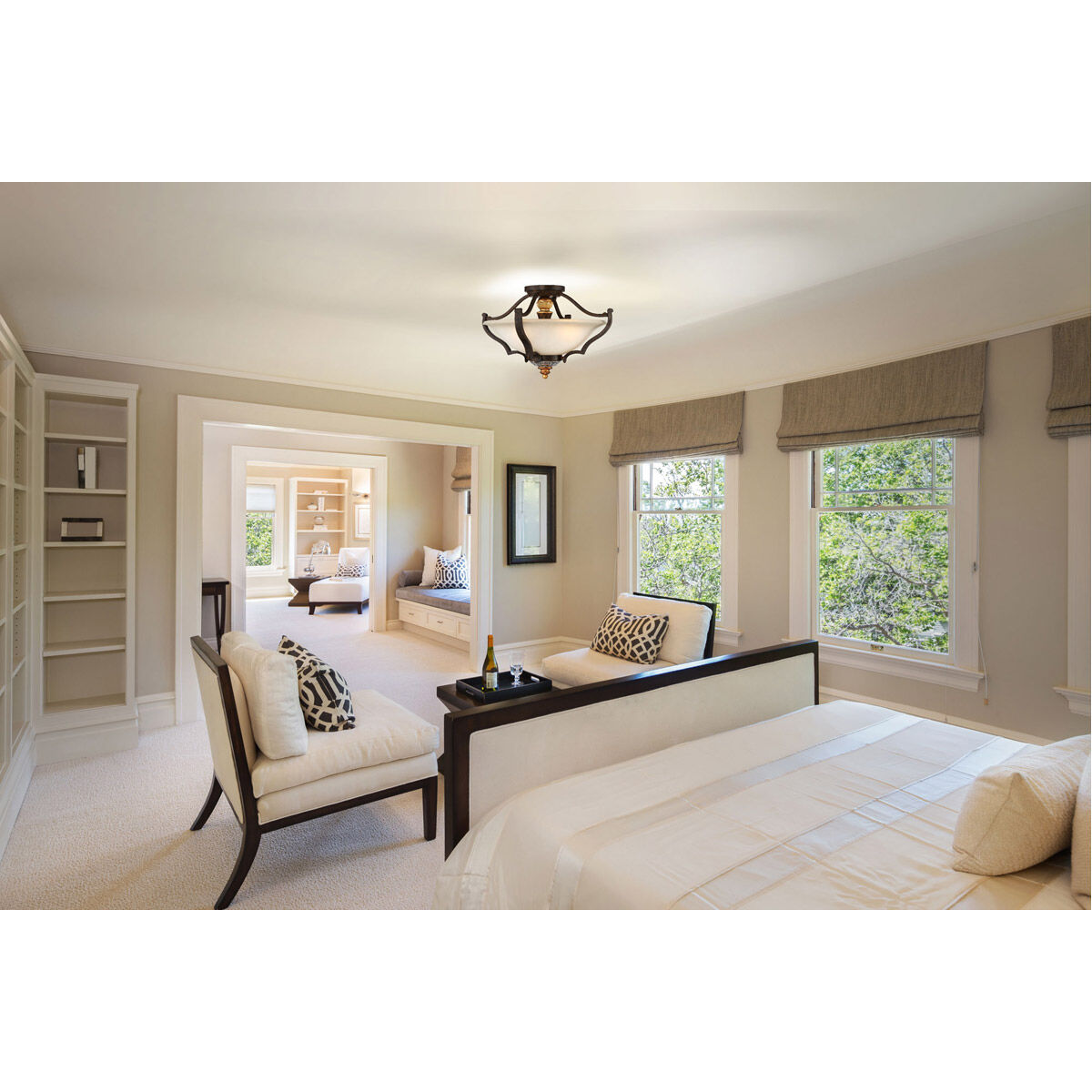 Chateau Nobles 3 Light 17 inch Raven Bronze with Sunburst Gold Semi Flush Ceiling Light