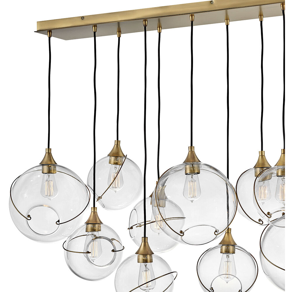 Lisa McDennon Skye 13 Light 60.25 inch Heritage Brass Indoor Linear Chandelier Ceiling Light