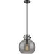 Downtown Urban Newton Sphere 1 Light 10 inch Matte Black Mini Pendant Ceiling Light in Plated Smoke