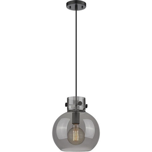 Downtown Urban Newton Sphere 1 Light 10 inch Matte Black Mini Pendant Ceiling Light in Plated Smoke