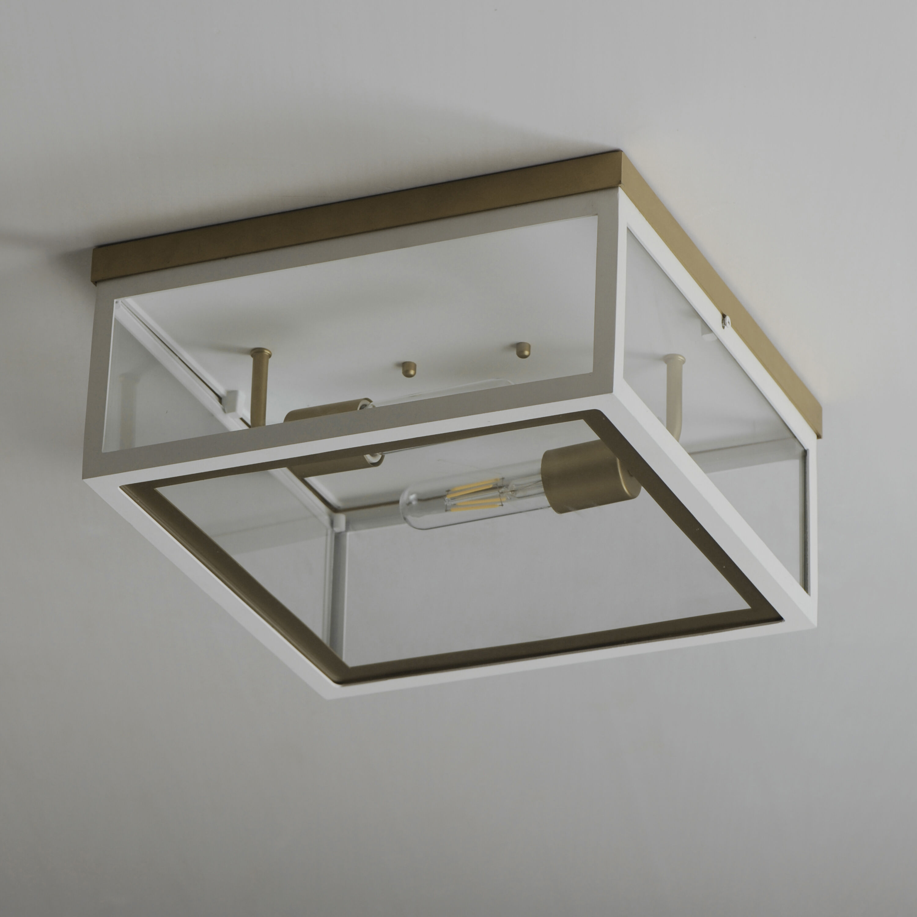 Neoclass 2 Light 13 inch White/Gold Outdoor Flush Mount in White and Gold