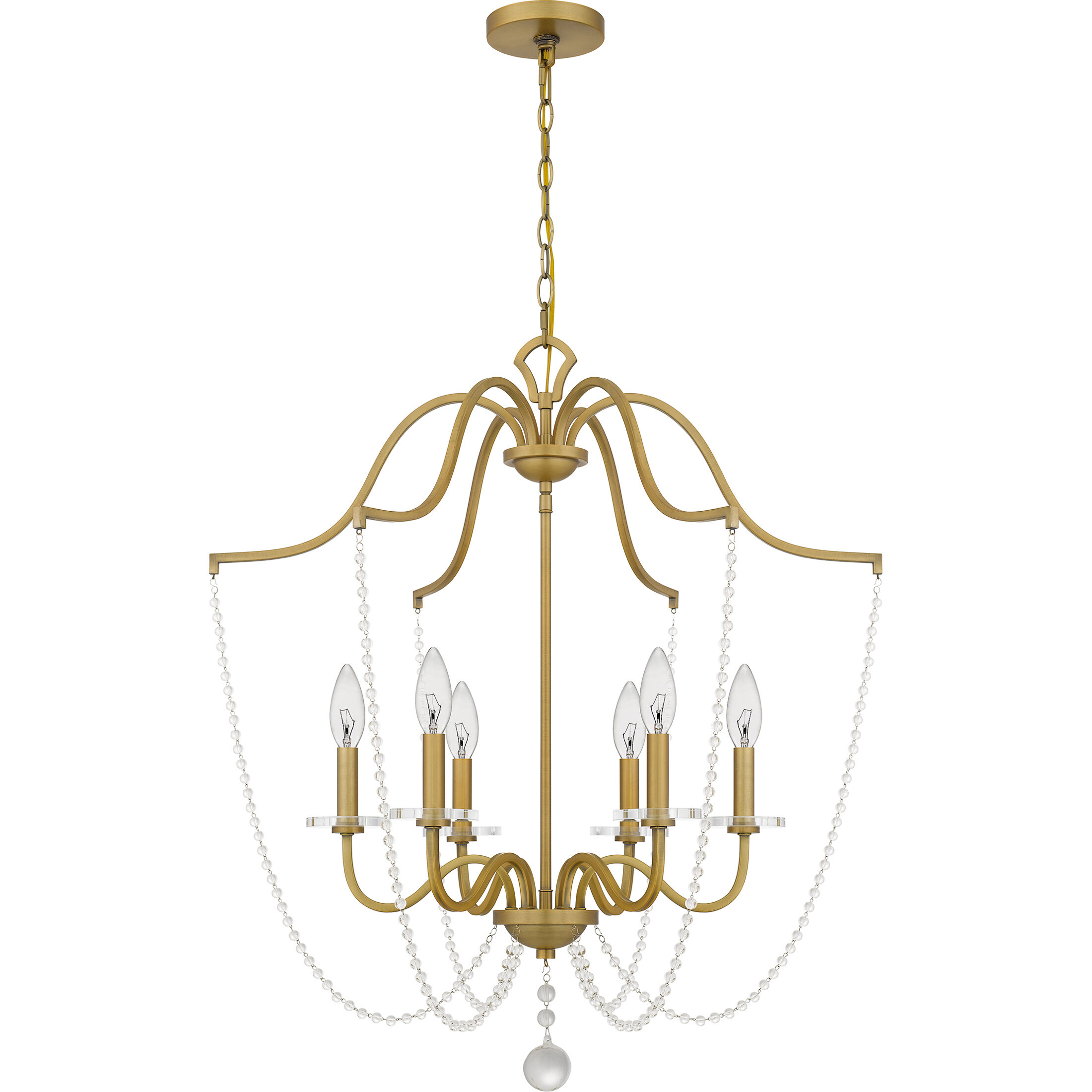 Sunday 6 Light 28 inch Aged Brass Chandelier Ceiling Light