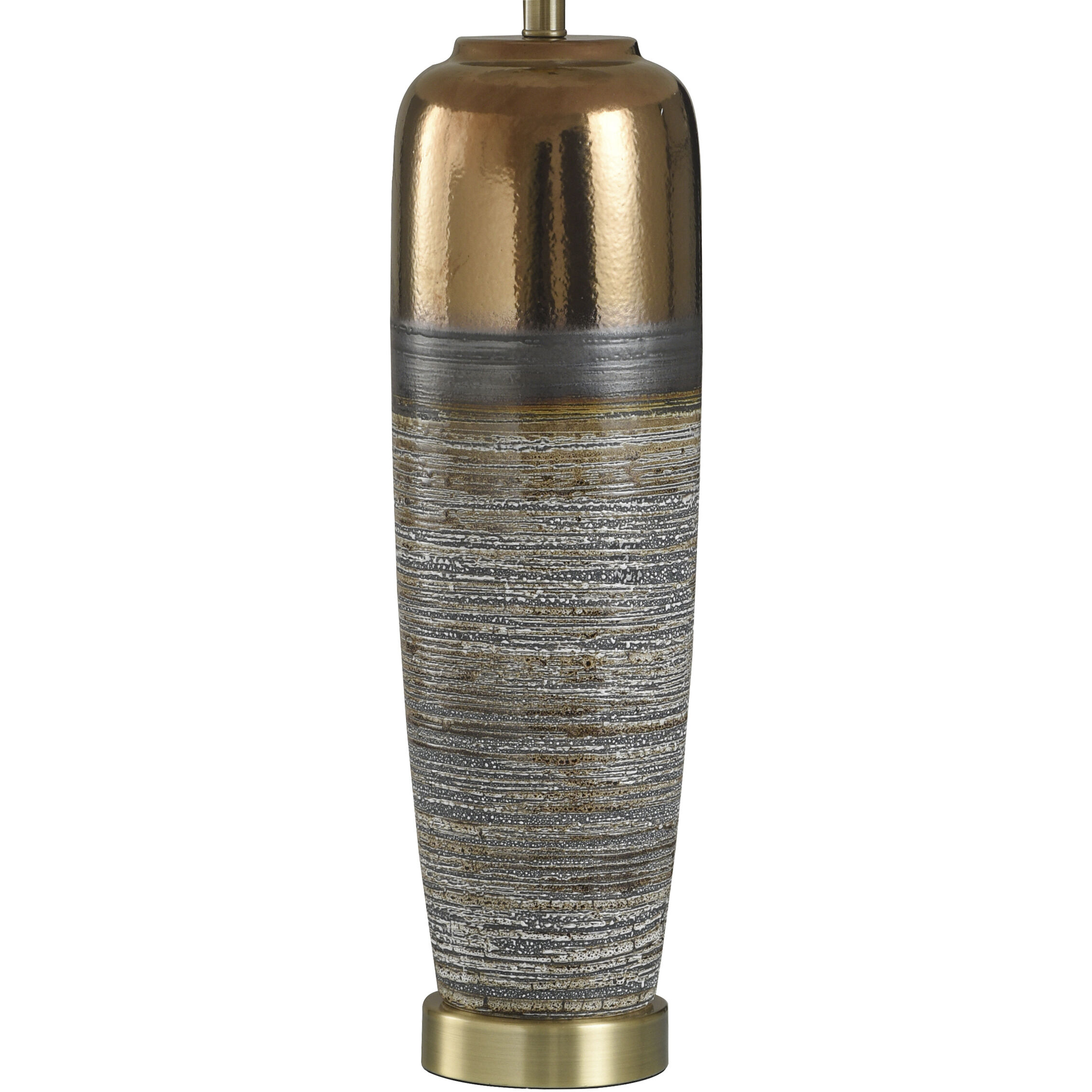 Signature 41 inch 100 watt White Gray and Gold Table Lamp Portable Light