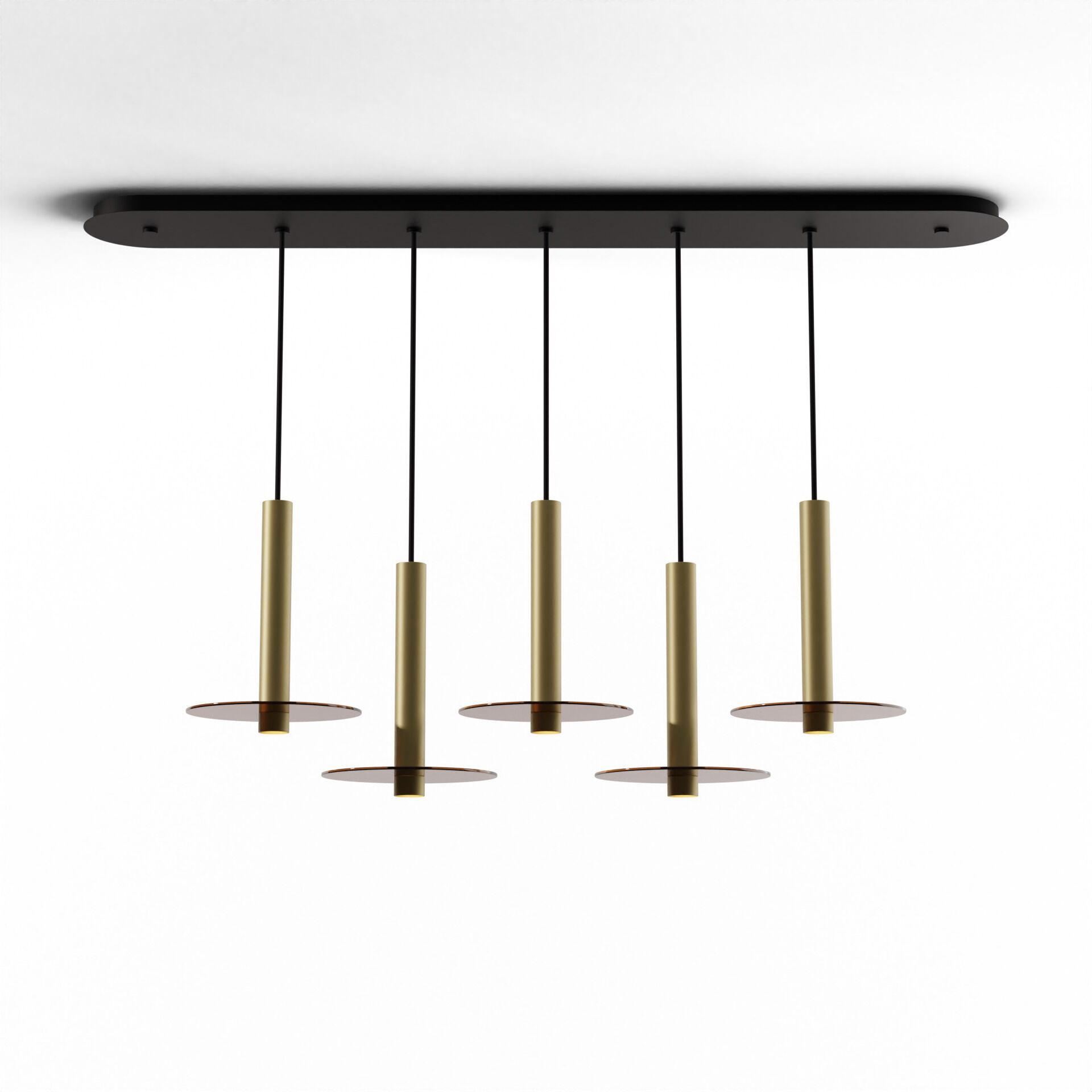 Combi LED 49 inch Brass Pendant Ceiling Light in Tea Brown Glass, Suspension / Flush Mount 2-in-1