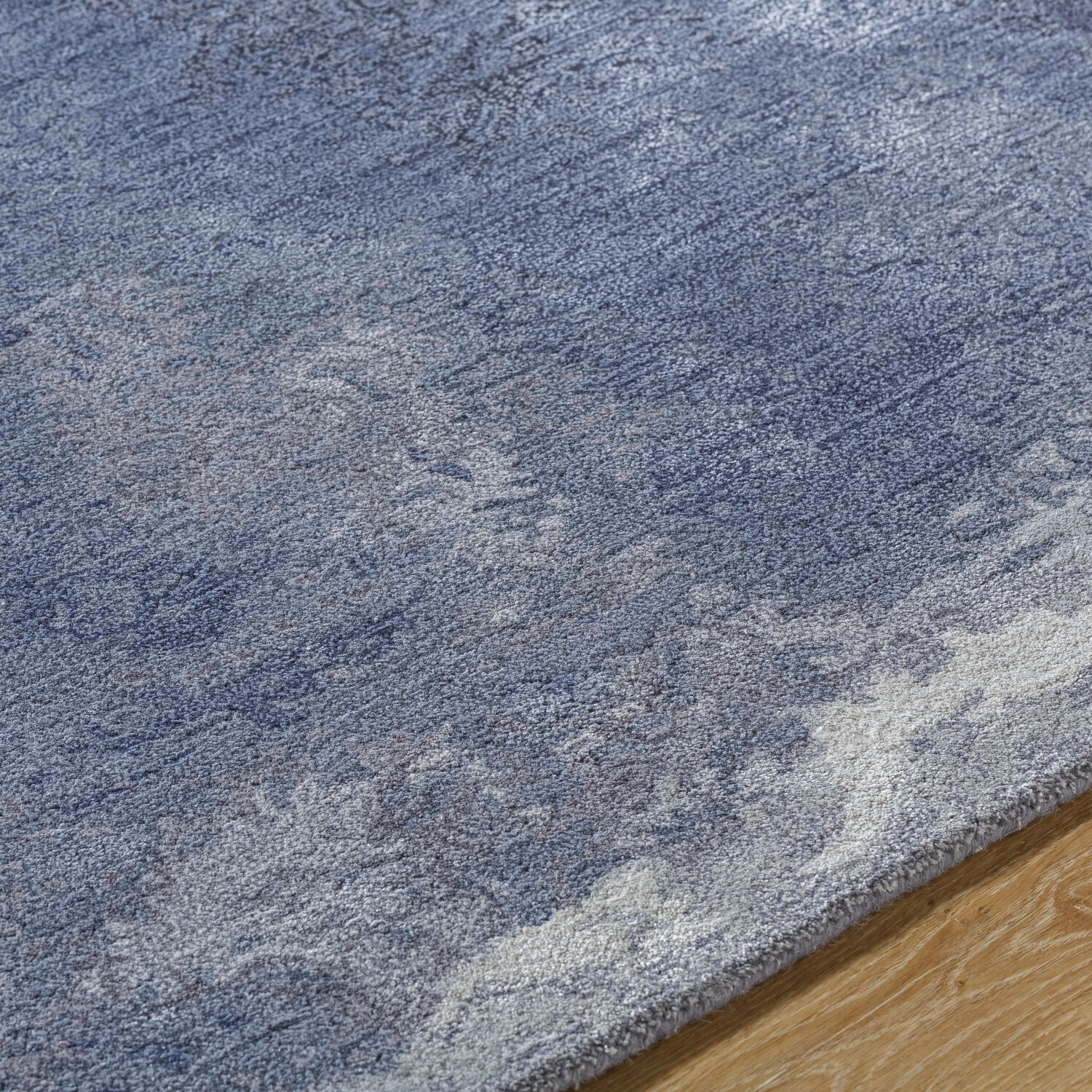 Kavita 90 X 60 inch Grey / Medium Grey / Dark Grey / Steel Grey / Nickel / Slate Blue / Metallic - Silver / Slate Handmade Rug in 5 x 8