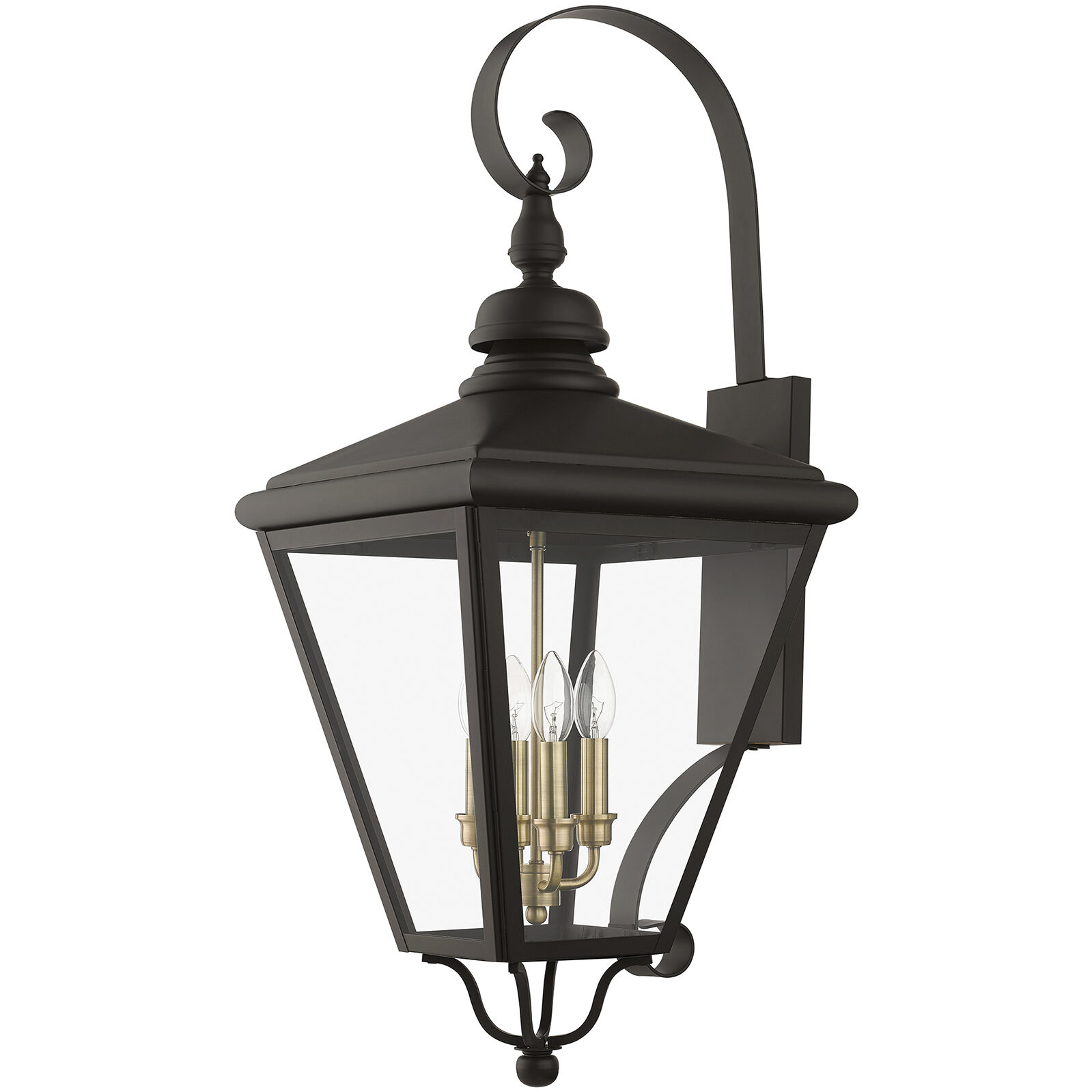 Adams 4 Light 14.25 inch Bronze with Antique Brass Finish Cluster Outdoor Extra Large Wall Lantern Wall Light