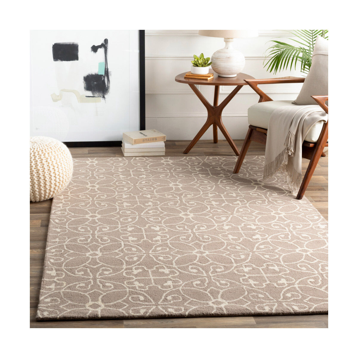 Scott 96 X 29 inch Taupe/Cream Rugs, Rectangle