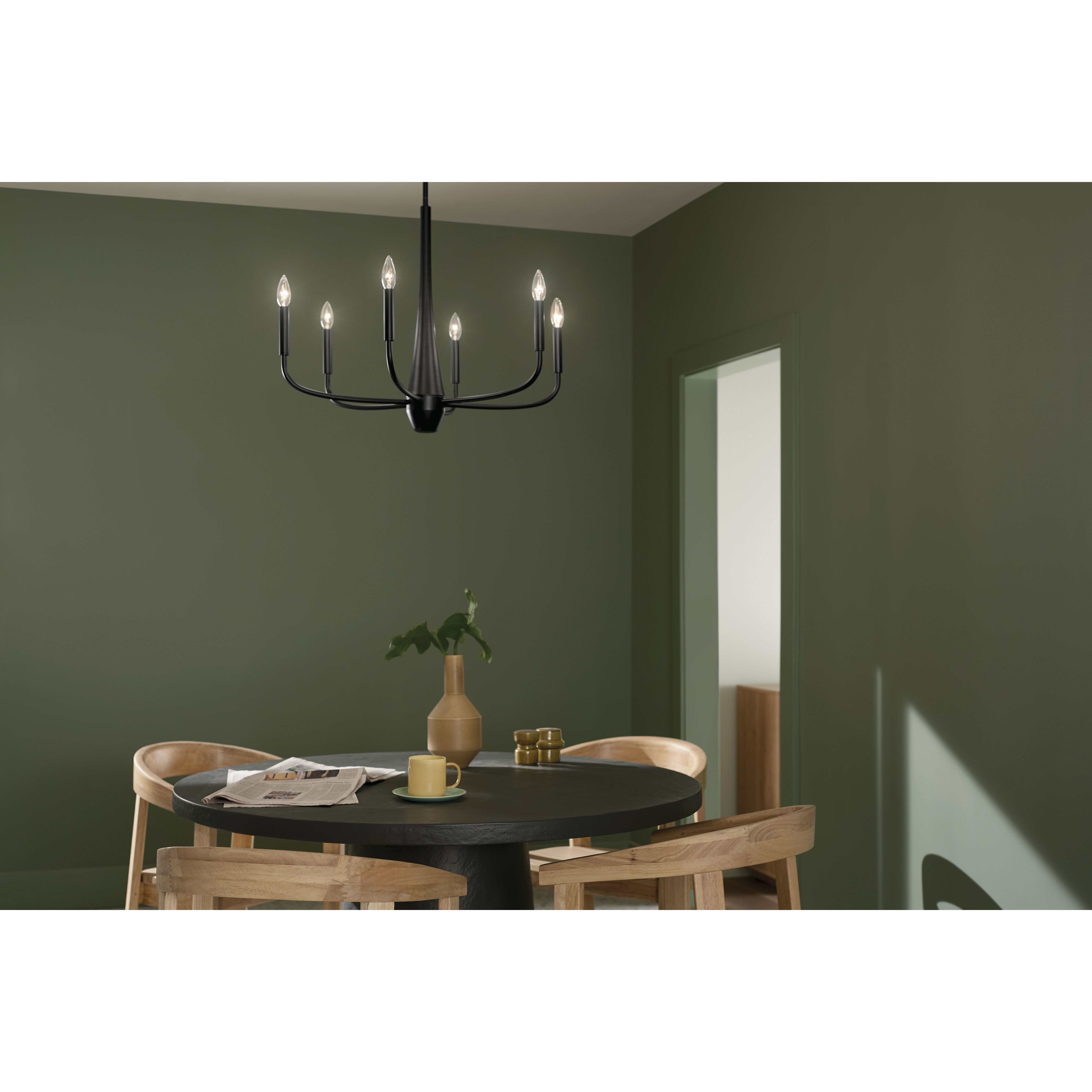 Deela LED 28 inch Black Chandelier Ceiling Light