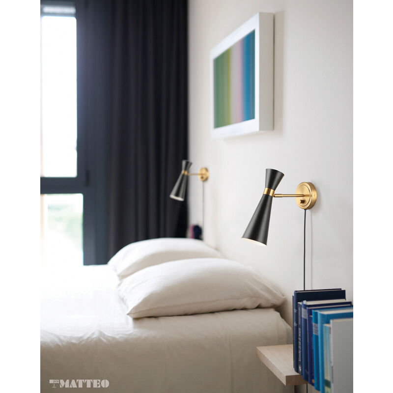 Blaze Wall Sconce Wall Light in Aged Gold Brass and Black