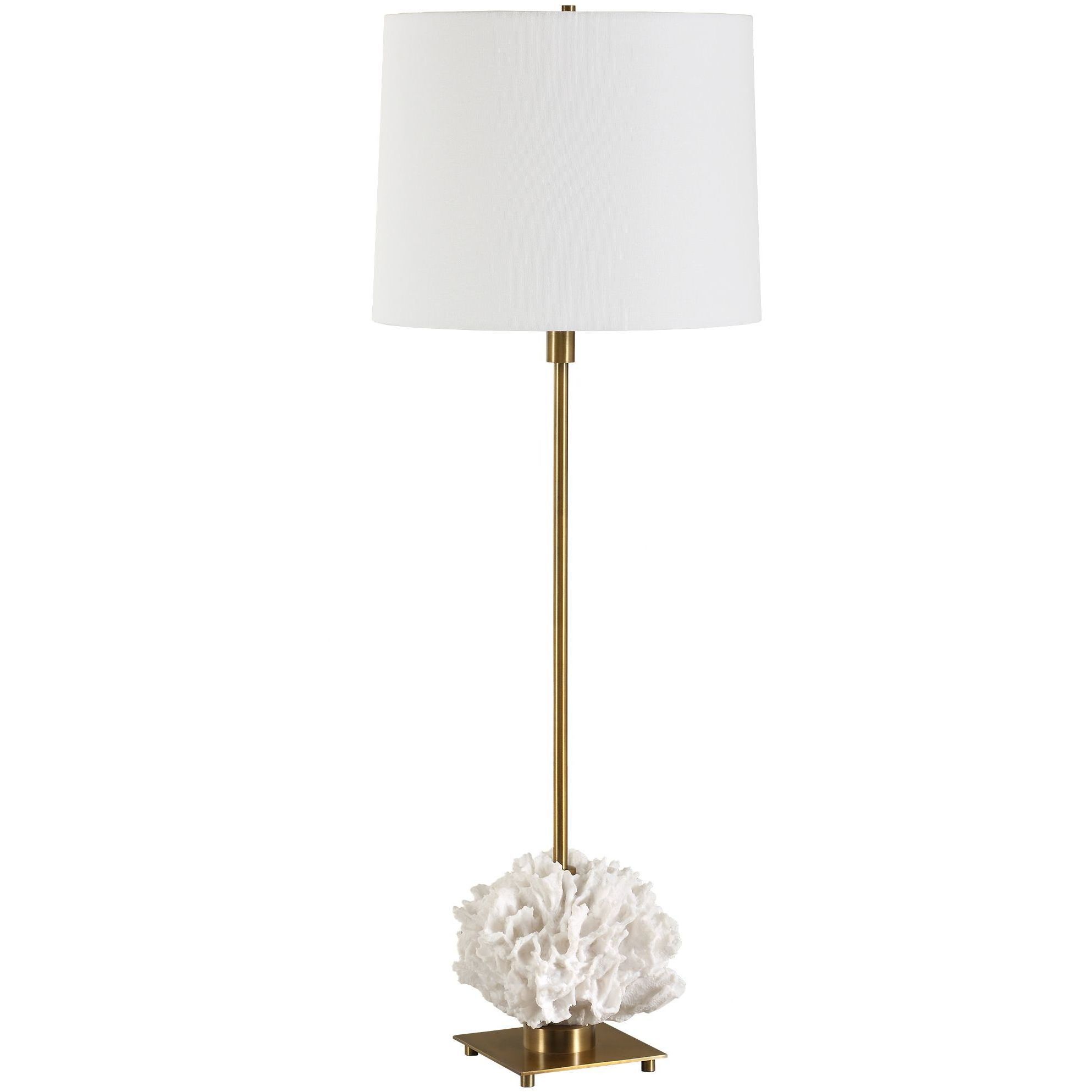 Caronia 35.5 inch 150.00 watt Ivory Coral and Antique Brass Buffet Lamp Portable Light