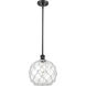 Ballston Large Farmhouse Rope LED 10 inch Matte Black Pendant Ceiling Light in Clear Glass with White Rope, Ballston