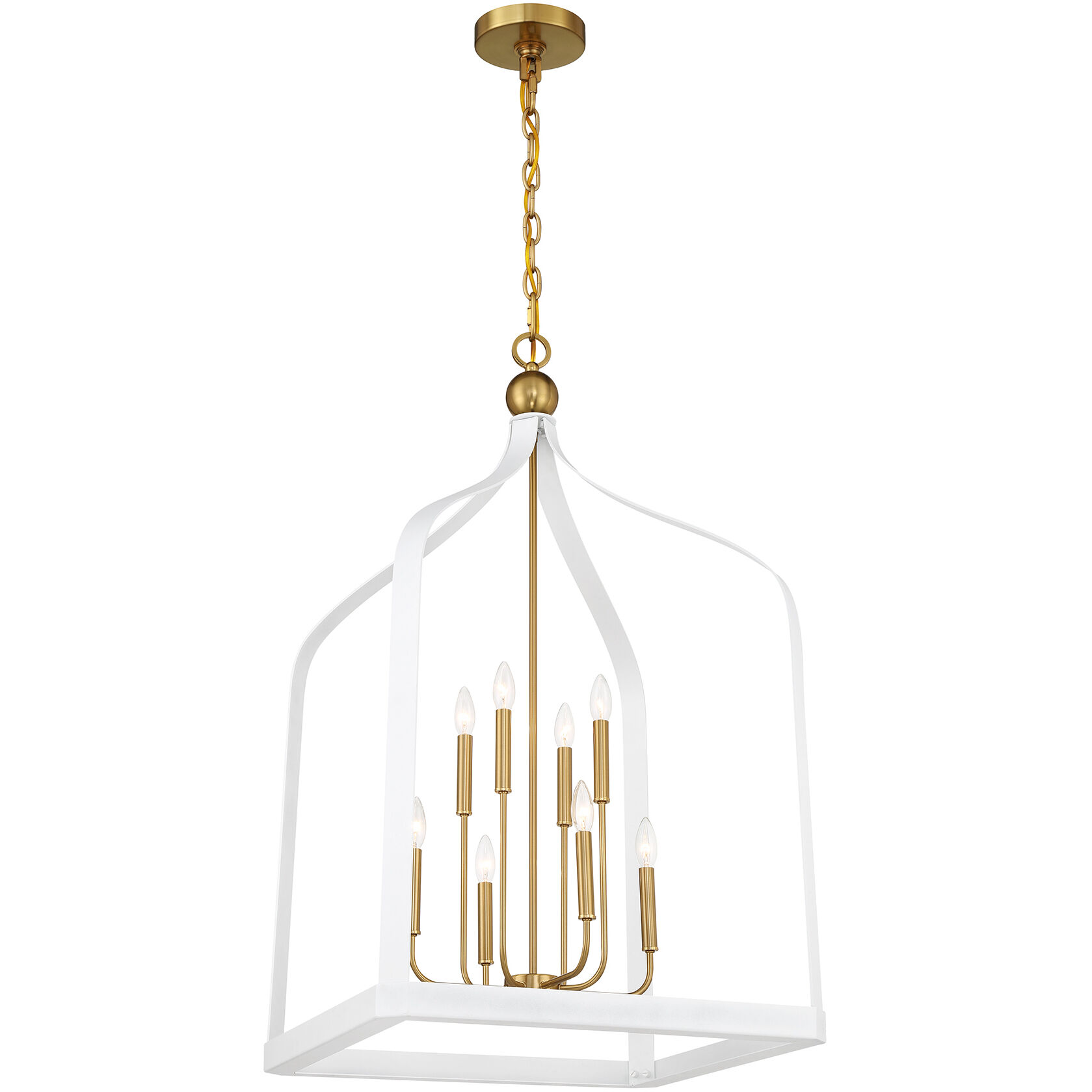 Sheffield 8 Light 23.5 inch White with Warm Brass Accents Pendant Ceiling Light in White/Warm Brass