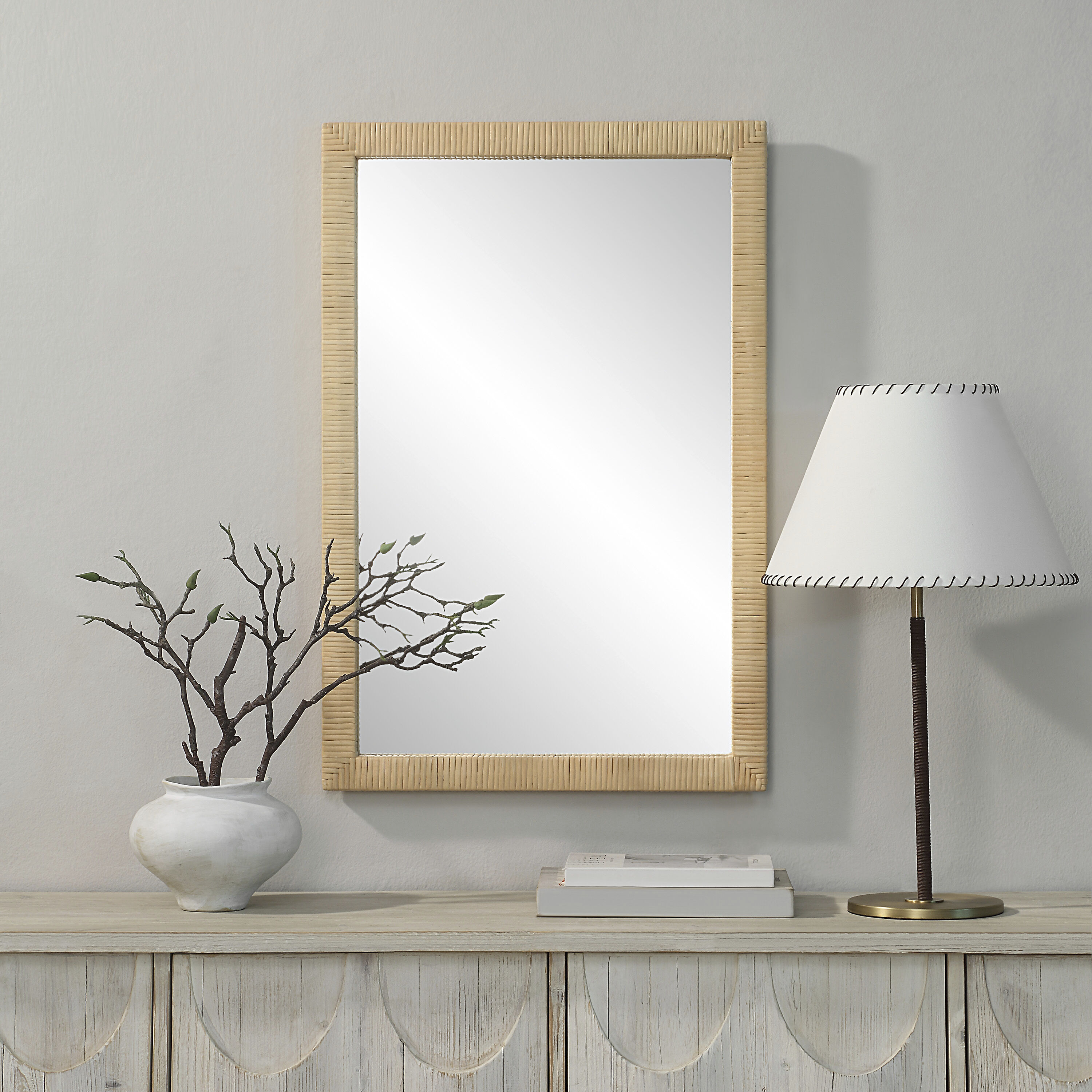 Sara 36 X 24 inch Natural Wall Mirror