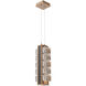 Tessera LED 7.3 inch Novel Brass with Dark Oak Pendant Ceiling Light in 3000K LED, Wave Cast, Medium