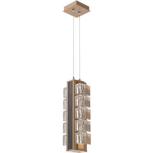 Tessera LED 7.3 inch Novel Brass with Dark Oak Pendant Ceiling Light in 3000K LED, Wave Cast, Medium