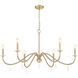 Toussant 6 Light 45 inch Mondern Gold Chandelier Ceiling Light in Modern Gold