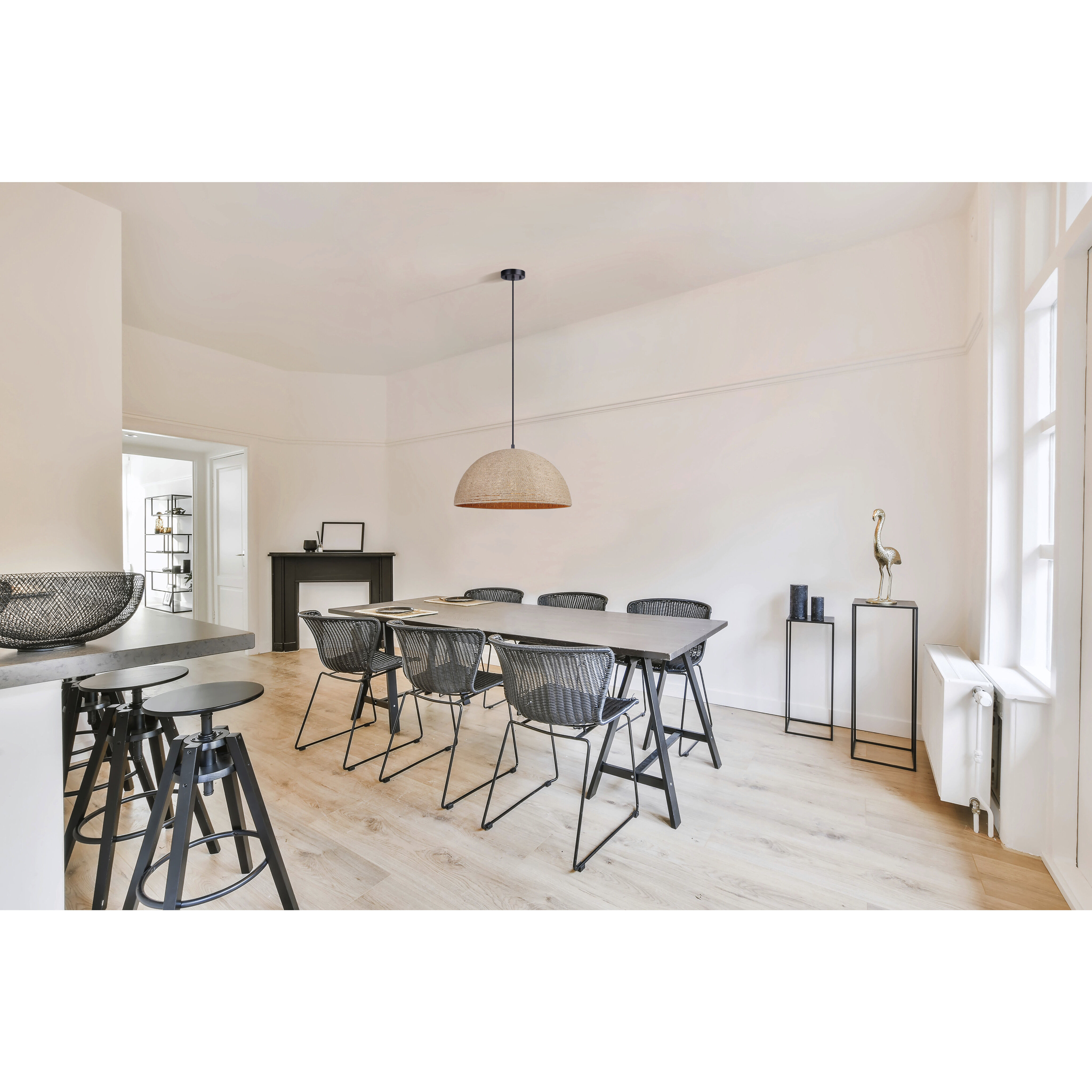 Aubrie 3 Light 20 inch Matte Black/Rope Color Pendant Ceiling Light