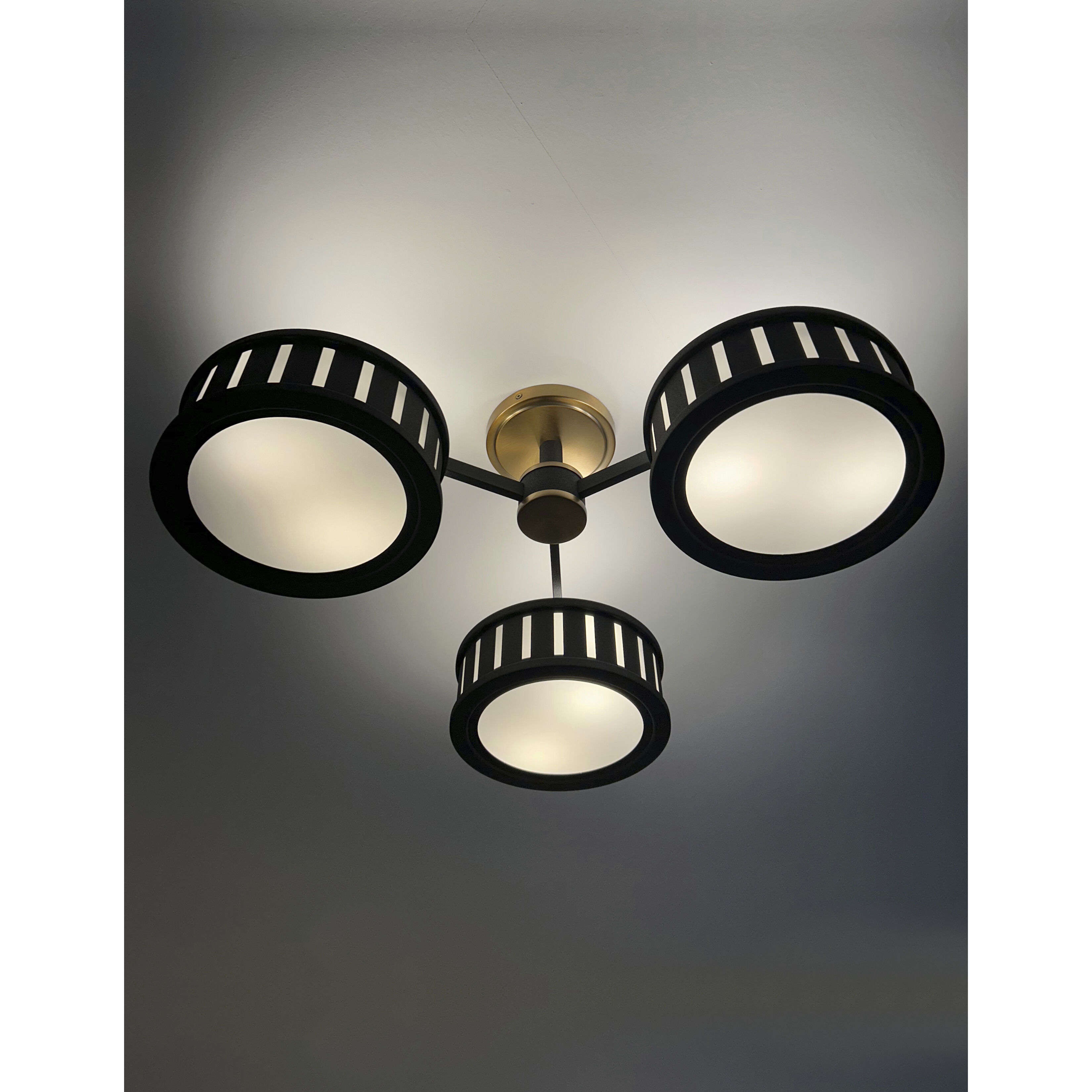Kendal 6 Light 29.25 inch Vibrant Gold and Black Forged Semi Flush Ceiling Light