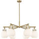 Newton Sphere 6 Light 26 inch Brushed Brass Chandelier Ceiling Light in White Glass