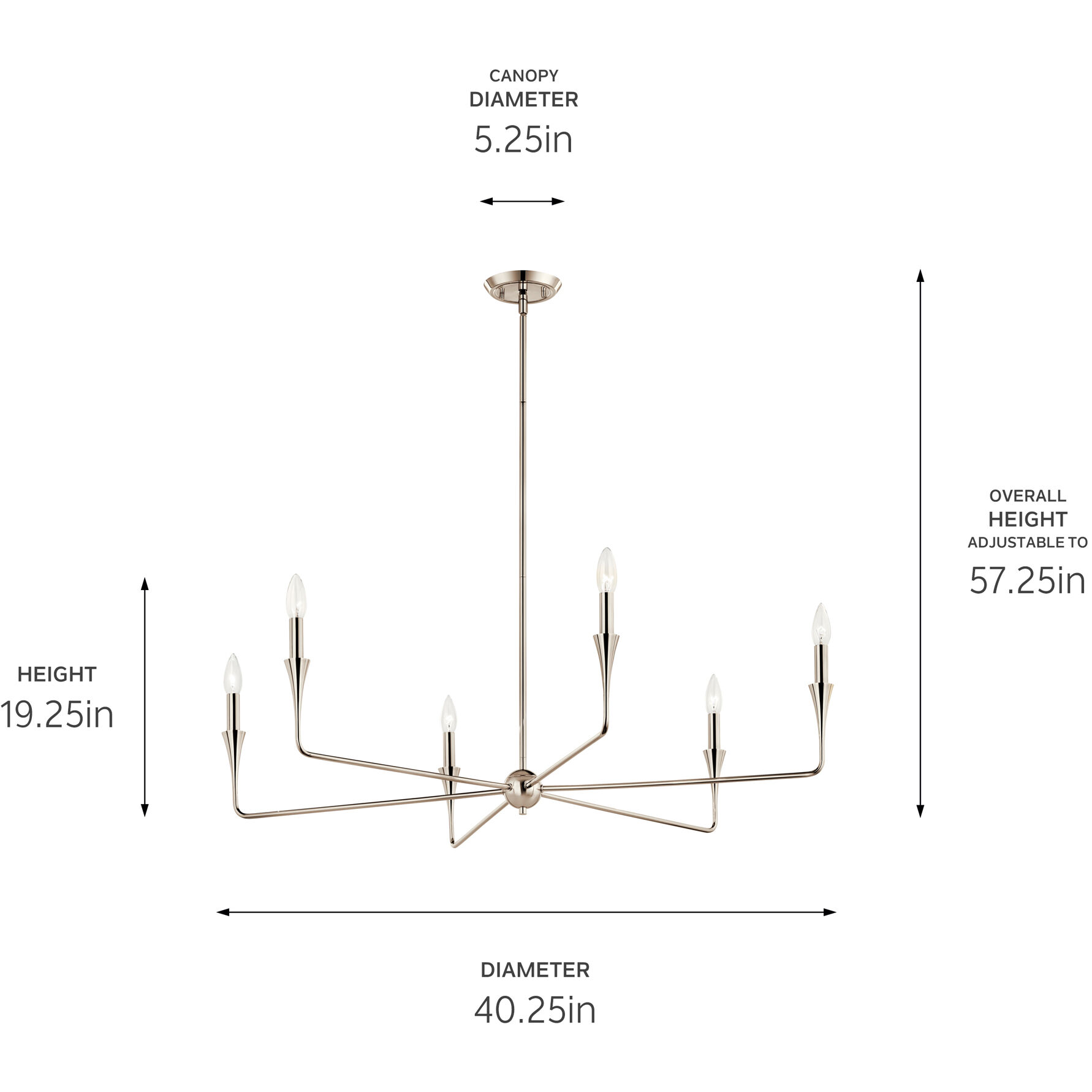 Alvaro 6 Light Polished Nickel Chandelier Ceiling Light, 1 Tier Medium