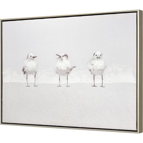 Three Gulls White with Gray and Champagne Gold Framed Wall Art