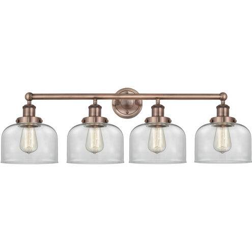Bell 4 Light 33.5 inch Antique Copper Bath Vanity Light Wall Light in Clear